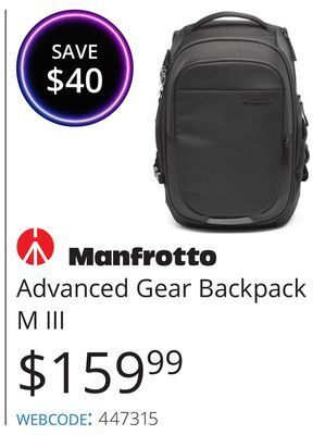 Vistek Manfrotto advanced gear backpack m iii offer