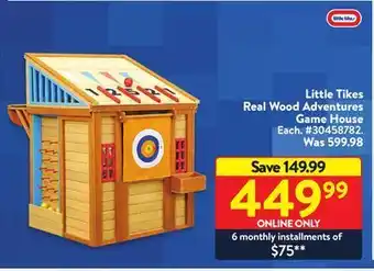 Walmart Little tikes real wood adventures game play house offer