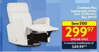 Walmart Chatham plus leatherette glider offer
