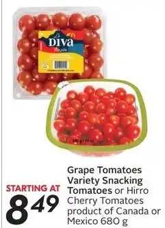 Safeway Grape Tomatoes Variety Snacking Tomatoes or Hirro Cherry Tomatoes 680g offer