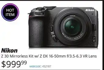 Vistek Nikon mirrorless kit w/ z dx 16-50mm f/3.5-6.3 vr lens offer