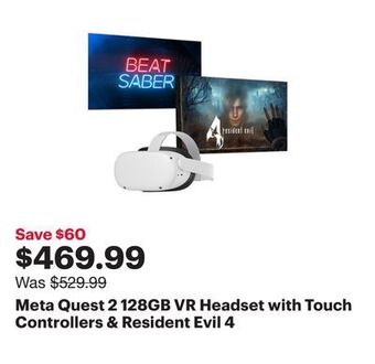 Best Buy Meta quest 2 128gb vr headset with touch controllers & resident evil 4 offer