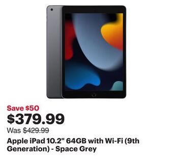 Best Buy Apple ipad 10.2" 64gb with wi-fi (9th generation) - space grey offer