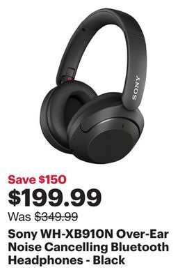 Best Buy Sony wh-xb910n over-ear noise cancelling bluetooth headphones - black offer
