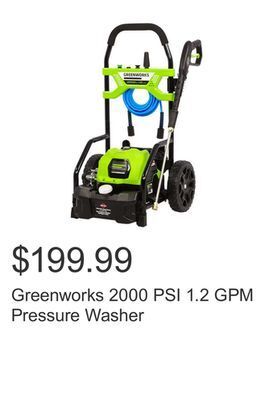 Costco Greenworks 2000 psi 1.2 gpm pressure washer offer