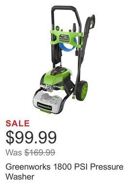 Costco Greenworks 1800 psi pressure washer offer