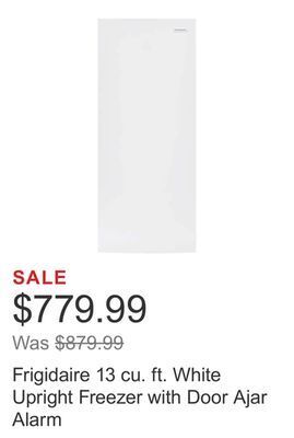 Costco Frigidaire 13 cu. ft. white upright freezer with door ajar alarm offer
