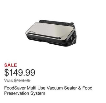 Costco Foodsaver multi use vacuum sealer & food preservation system offer