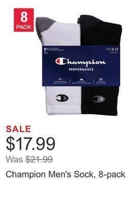 Costco Champion men's sock, 8-pack offer