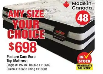 Bad Boy Superstore Posture care euro top mattress offer