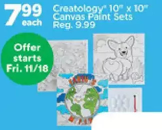 Michaels Creatology 10" x 10" canvas paint sets offer