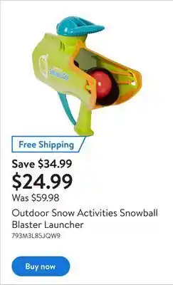 Walmart Outdoor snow activities snowball blaster launcher offer