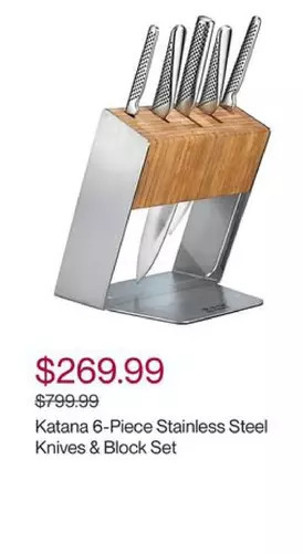 Hudson's Bay Global katana 6-piece stainless steel knives & block set offer