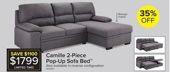 Leon's Camille pop-up sofa bed with right-facing chaise- grey, charcoal offer