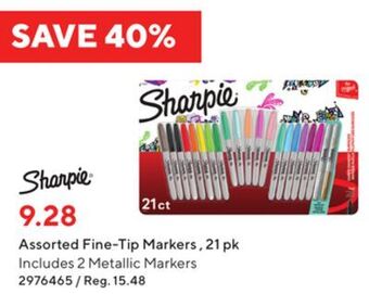 Staples Sharpie® assorted fine-tip markers, 21 pk offer