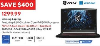 Staples Msi gaming laptop offer
