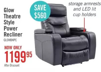 The Brick Glow leather-look fabric power recliner with adjustable headrest - black offer