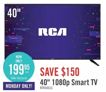 The Brick Rca 40" 1080p hd roku smart television - rtr4061-ca offer
