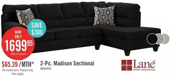 The Brick Madison 2-piece chenille right-facing sectional - onyx offer