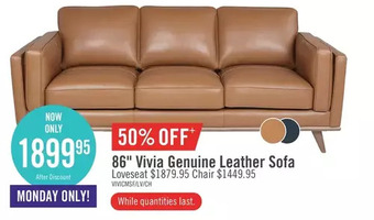 The Brick Vivia top-grain genuine leather sofa | loveseat | chair offer