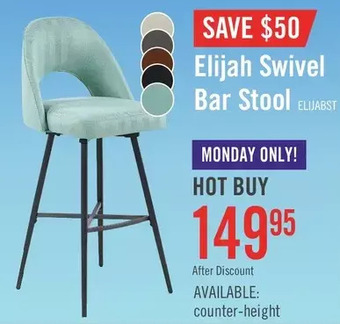 The Brick Elijah swivel bar stool - aqua offer