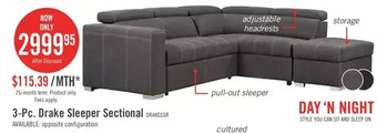 The Brick Drake 3-piece faux suede right-facing sleeper sectional - cement offer