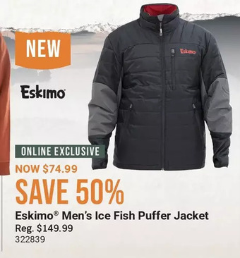 Cabela's Eskimo men's ice fish puffer jacket offer