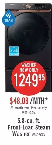The Brick Samsung 5.8 cu. ft. smart front-load washer with super speed - wf50bg8300avus offer