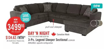 The Brick Legend 3-piece right-facing chenille sleeper sectional sofa - pewter offer