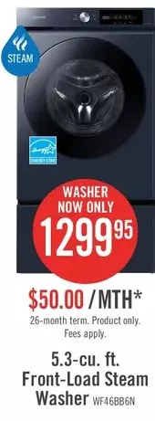 The Brick Samsung bespoke 5.3 cu. ft. smart front-load washer - wf46bb6700adus offer