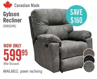 The Brick Gybson polyester recliner - grey offer