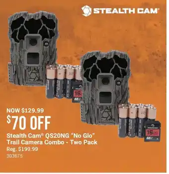 Cabela's Stealth cam qs20ng "no glo" trail camera combo - two pack offer
