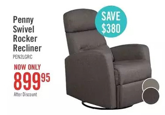 The Brick Penny linen-look fabric swivel rocker recliner - grey offer