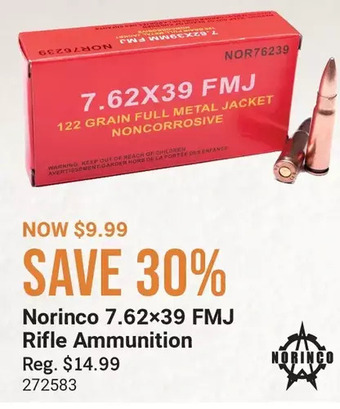 Cabela's Norinco 7.62x39 fmj rifle ammunition offer