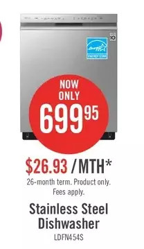 The Brick Lg 24" front control built-in dishwasher with quadwash® - ldfn4542s offer