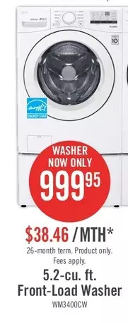 The Brick Lg 5.2 cu. ft. front-load washer - wm3400cw offer