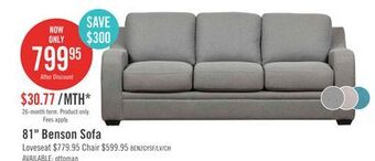 The Brick Benson linen-look fabric sofa - grey offer