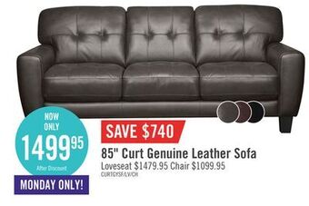The Brick Curt genuine leather sofa - grey offer