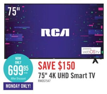 The Brick Rca 75" 4k uhd smart webos tv - rwosu7547 offer