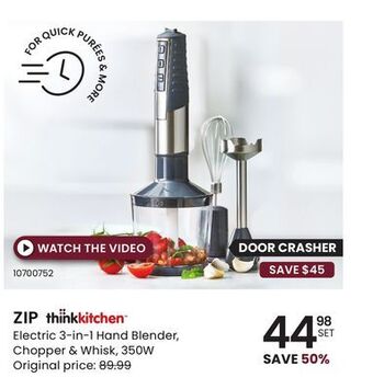 Stokes Zip electric 3-in-1 hand blender, chopper & whisk, 350w offer