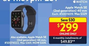 Walmart Apple watch se (2nd generation) 40mm offer