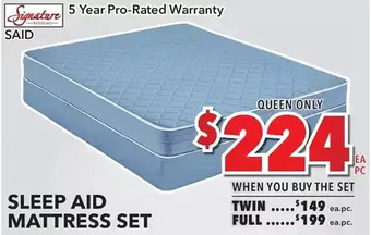 Surplus Furniture Sleep aid twin mattress set offer