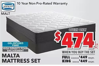 Surplus Furniture Malta full mattress set offer