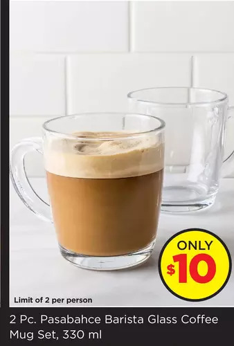 Kitchen Stuff Plus 2 pc. pasabahce barista glass coffee mug set offer