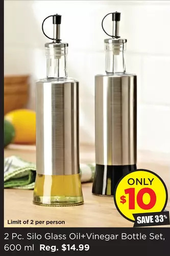 Kitchen Stuff Plus 2 pc. silo glass oil+ vinegar bottle set offer