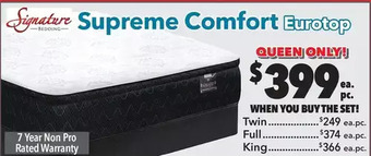 Surplus Furniture Supreme comfort twin mattress offer
