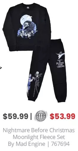 GameStop Nightmare before christmas moonlight fleece set by mad engine offer