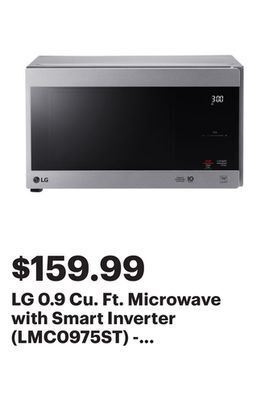 Best Buy Lg 0.9 cu. ft. microwave with smart inverter (lmc0975st) - stainless steel offer