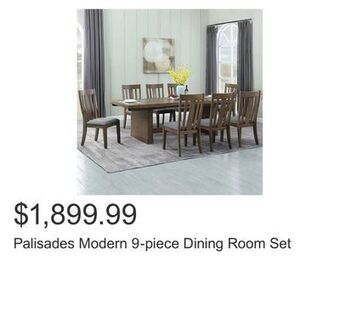 Costco Palisades modern 9-piece dining room set offer