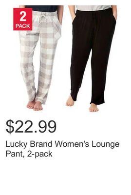 Costco Lucky brand women's lounge pant, 2-pack offer